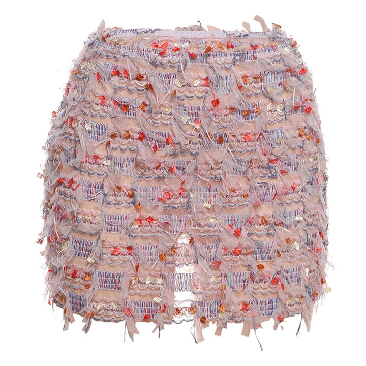 MARIA™ – Chic Fringe Detail High-Waist Mini Skirt